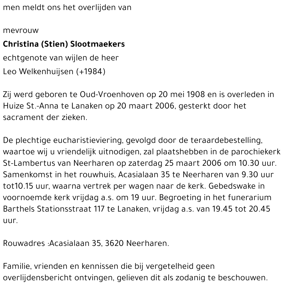 Christina (Stien) Slootmaekers