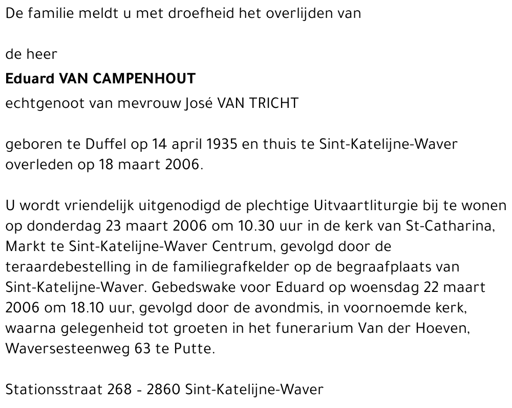 Eduard VAN CAMPENHOUT