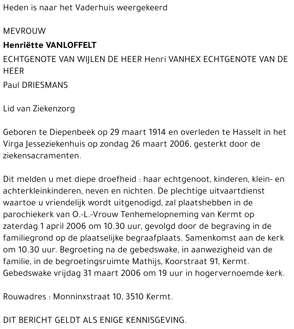 Henriette VANLOFFELT