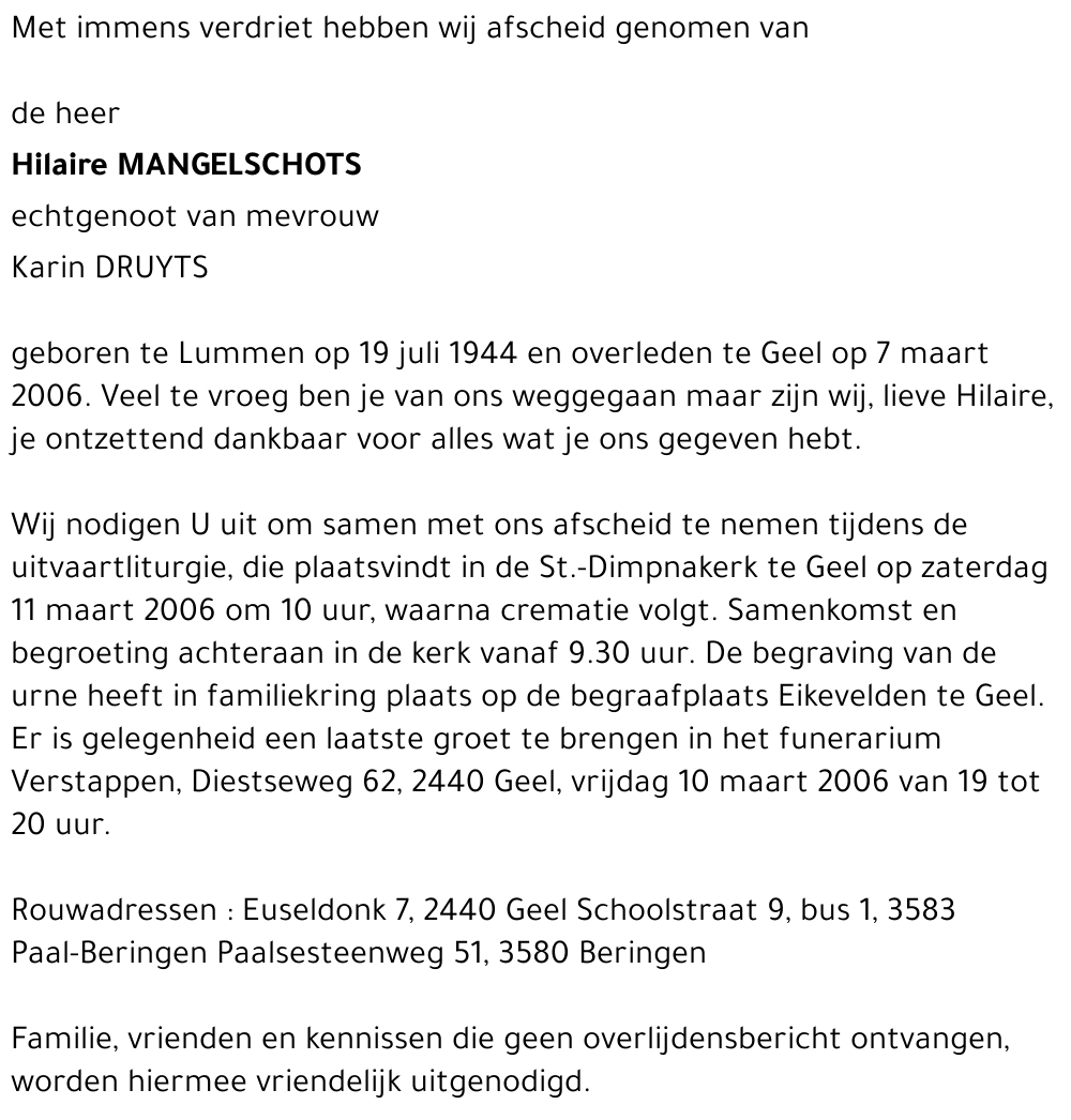 Hilaire Mangelschots