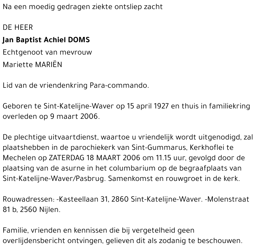 Jan Baptist Achiel Doms