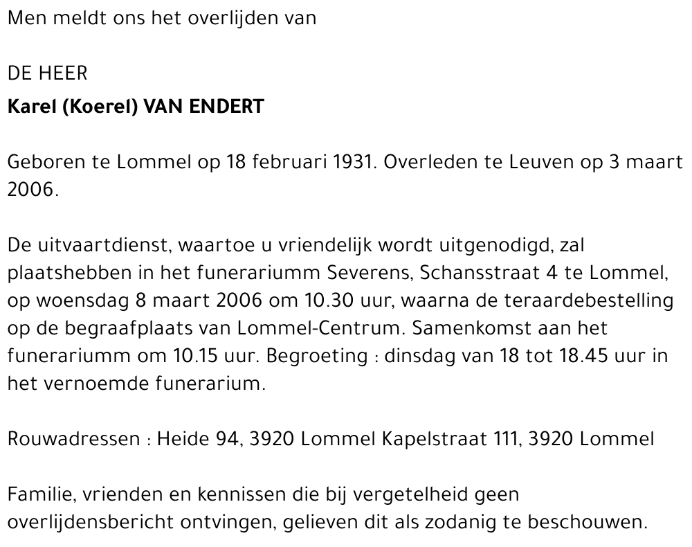 Karel (Koerel) Van Endert