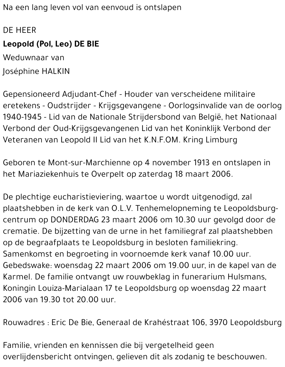 Leopold DE BIE