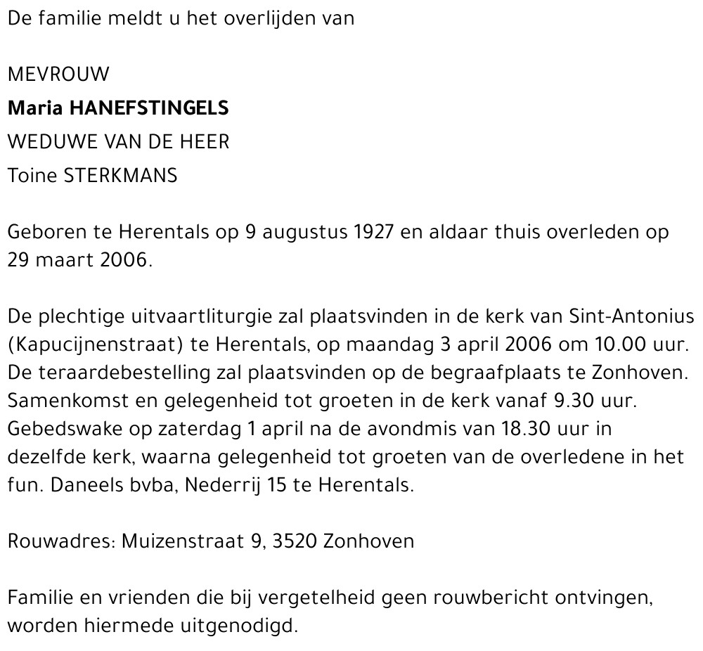 Maria Hanefstingels