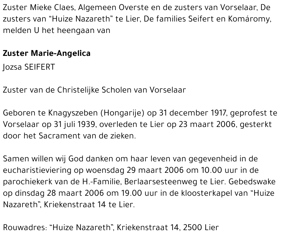 Marie-Angelica SEIFERT