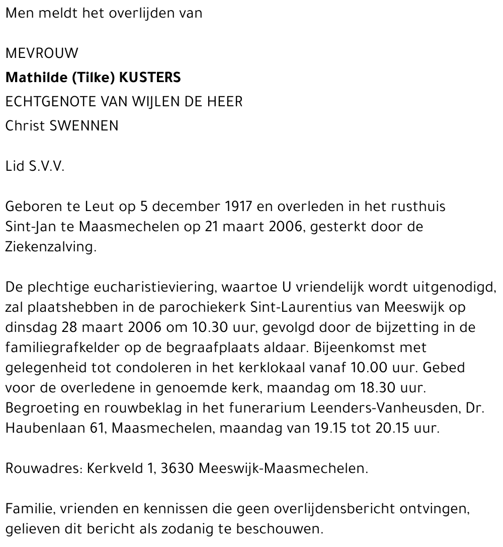 Mathilde (Tilke) Kusters