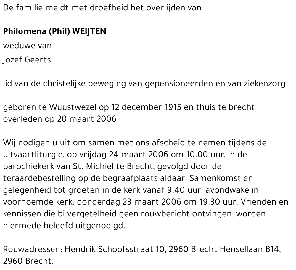 Philomena (Phil) WEIJTEN