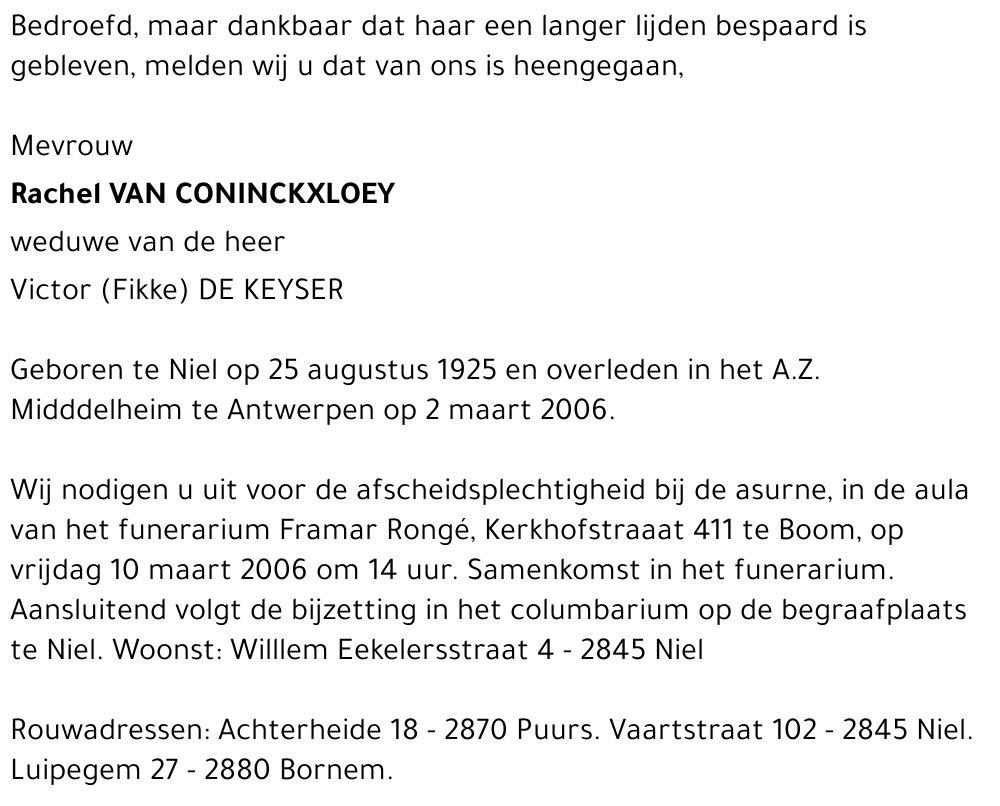 Rachel VAN CONINCKXLOEY