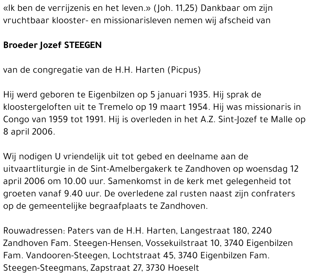 Broeder Jozef Steegen