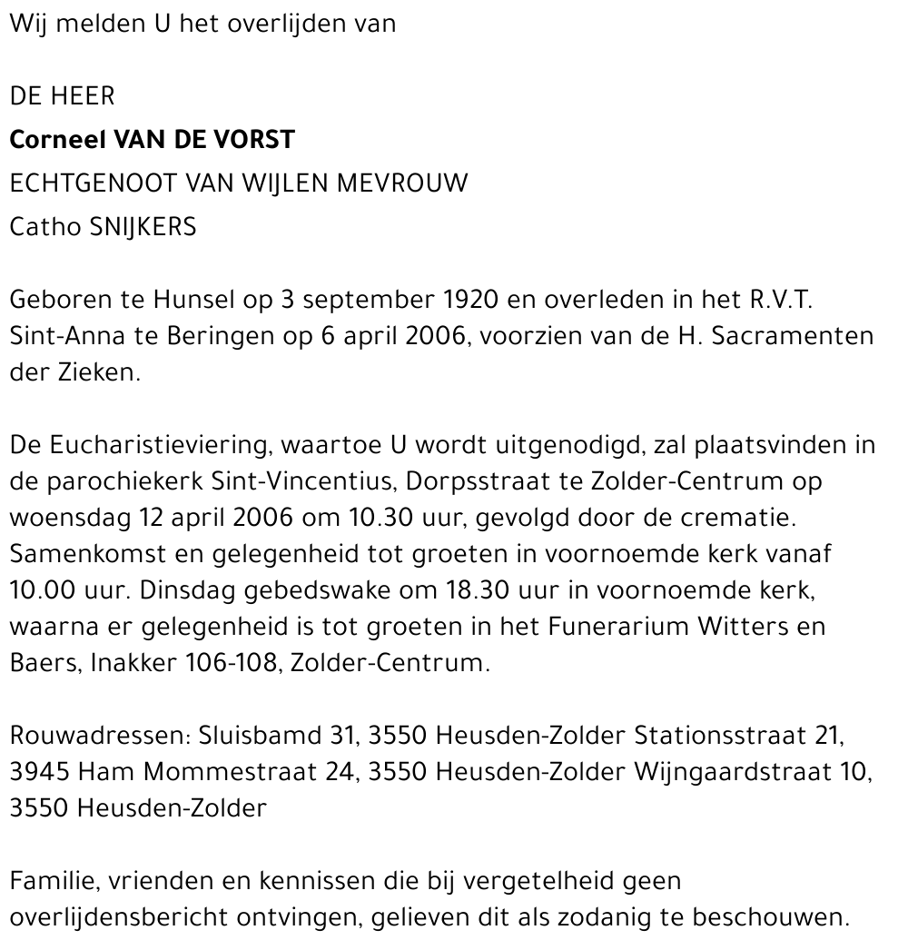 Corneel Van de Vorst