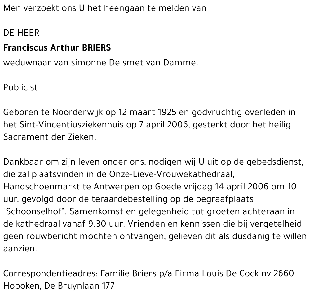 Franciscus Arthur Briers