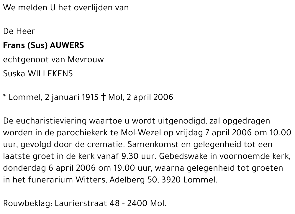 Frans (Sus) Auwers