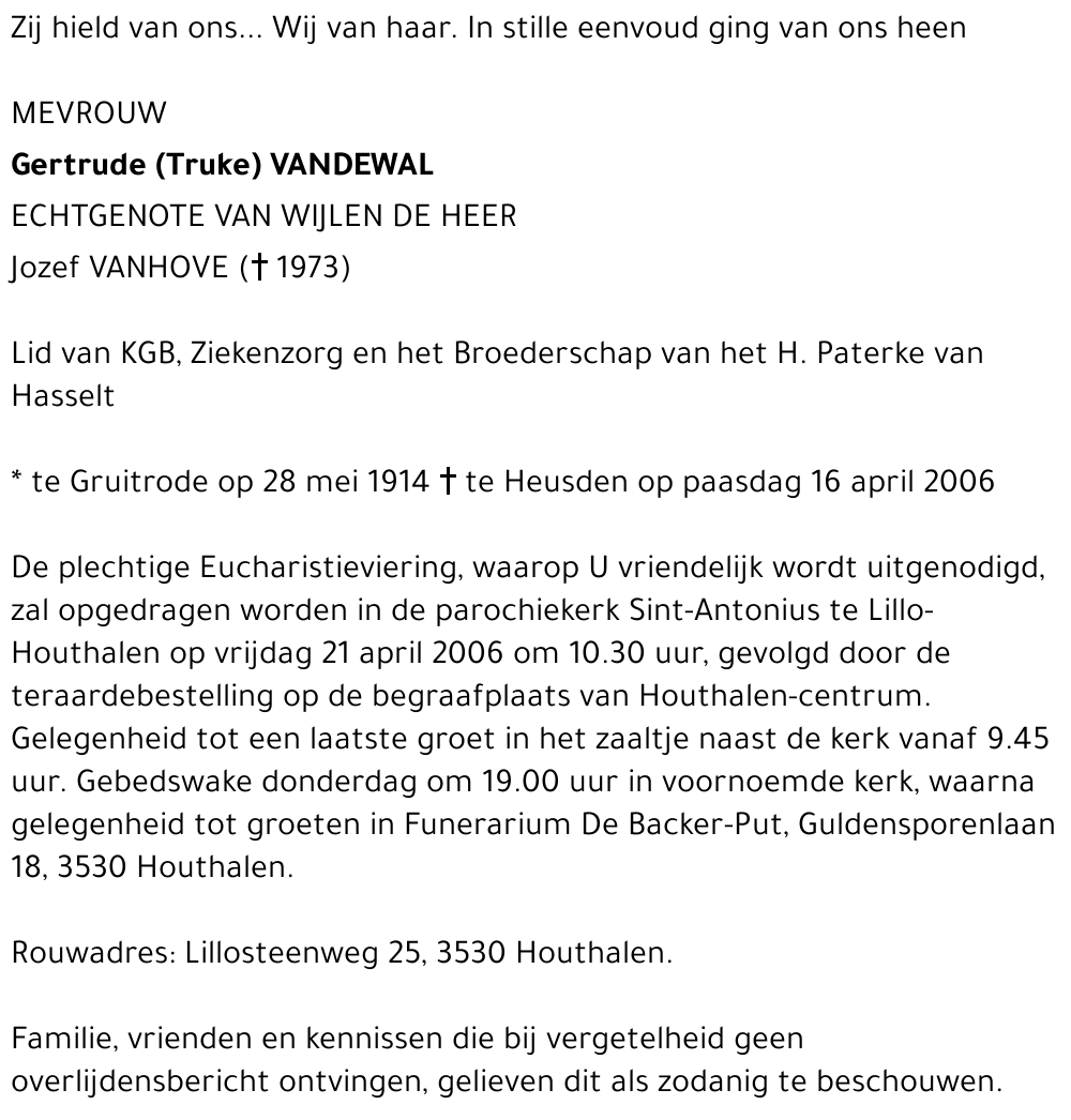 Gertrude (Truke) Vandewal