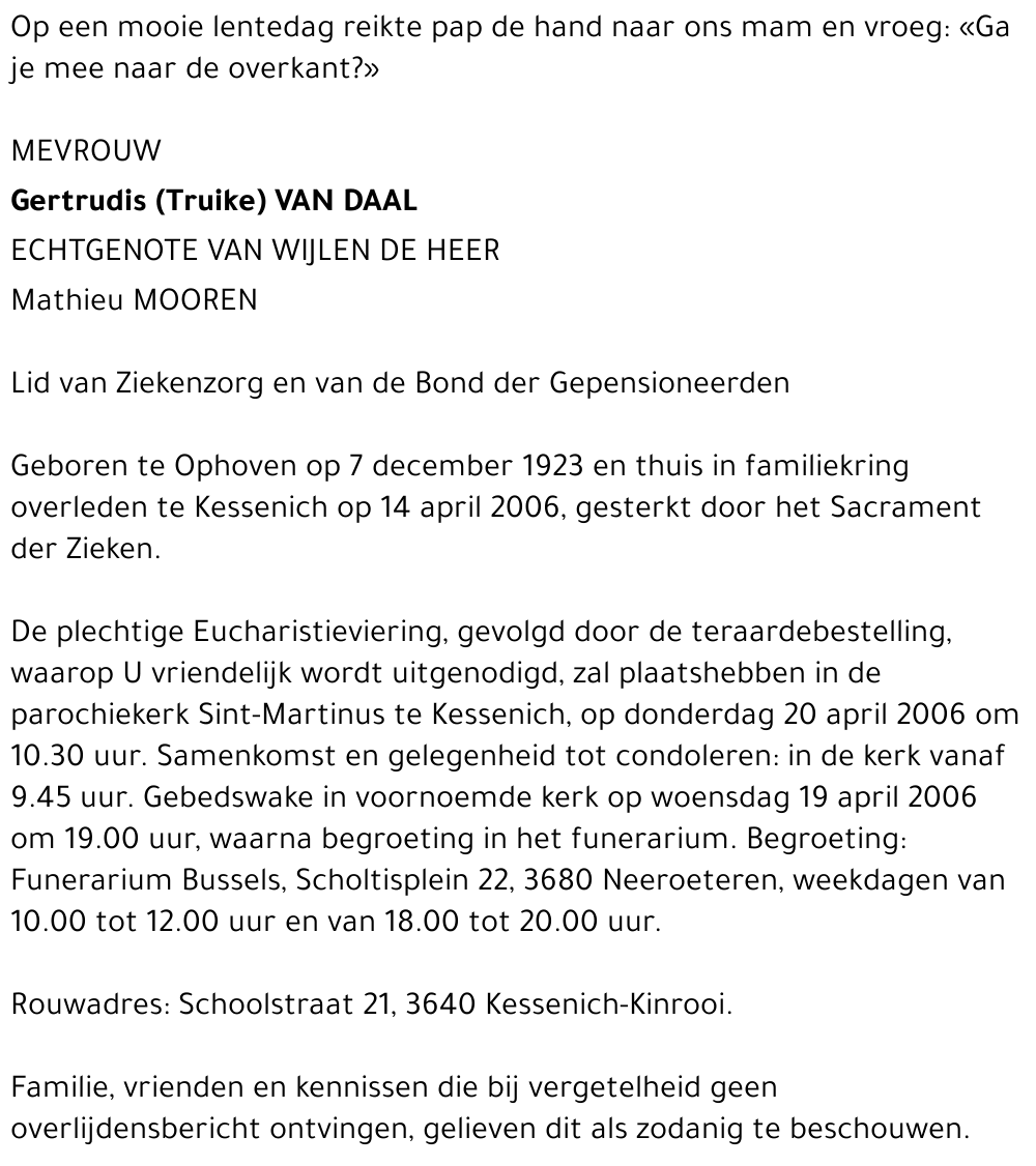 Gertrudis (Truike) Van Daal