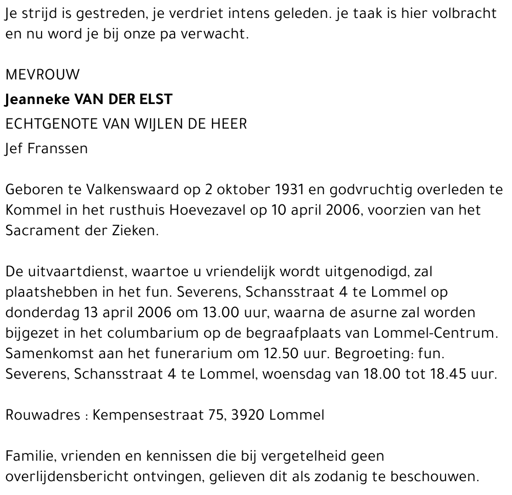 Jeanneke van der Elst