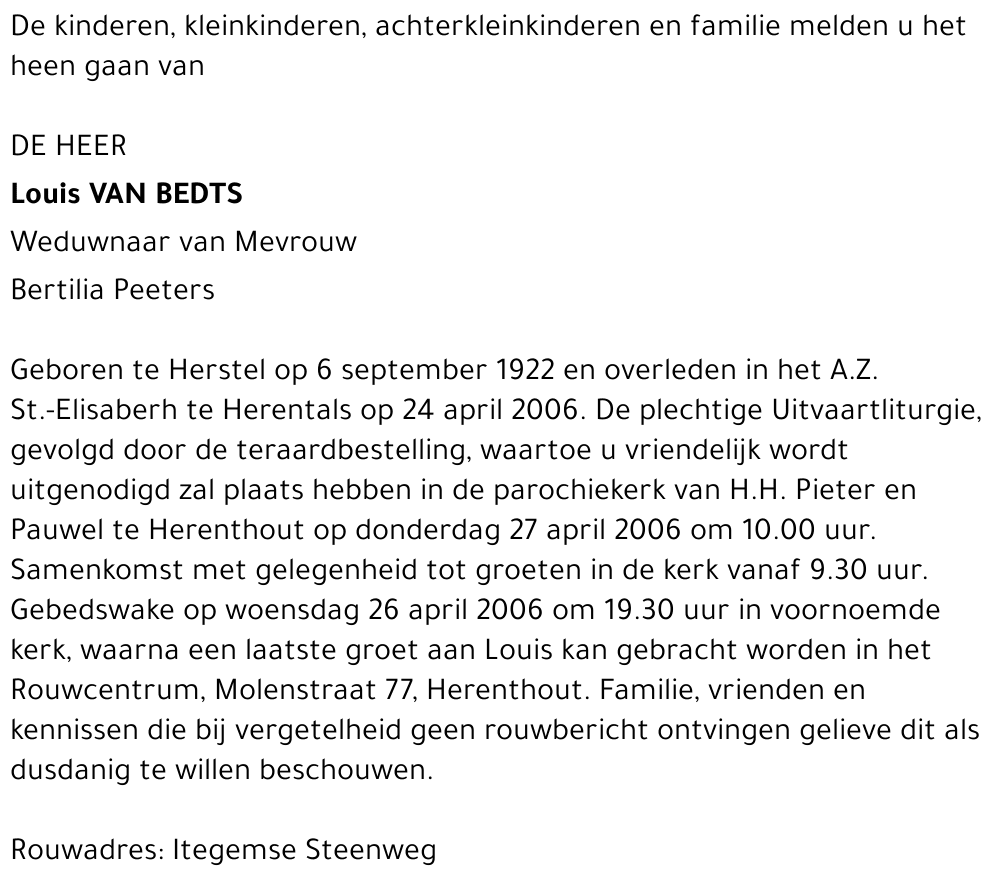 Louis VAN BEDTS