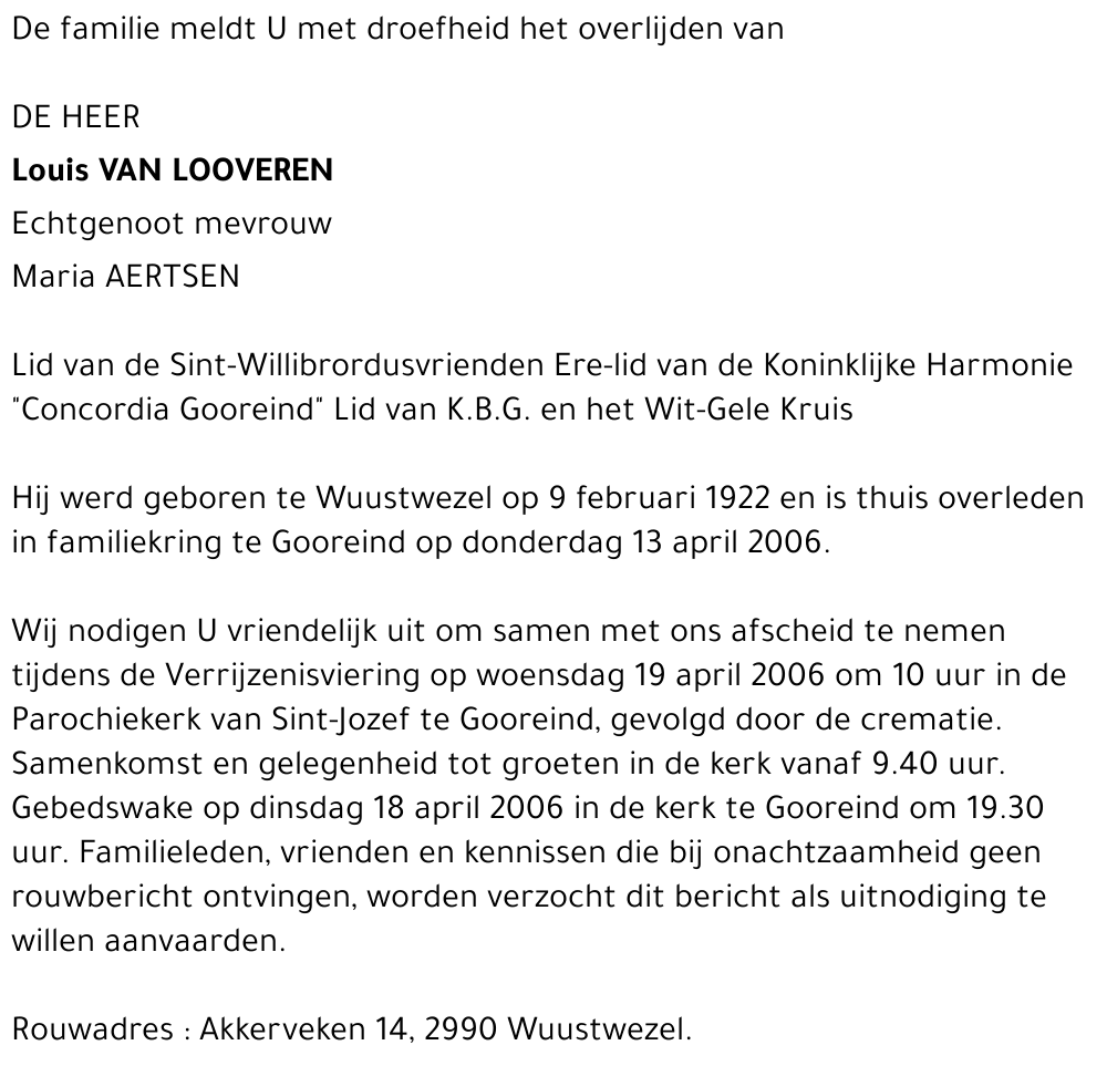 Louis VAN LOOVEREN