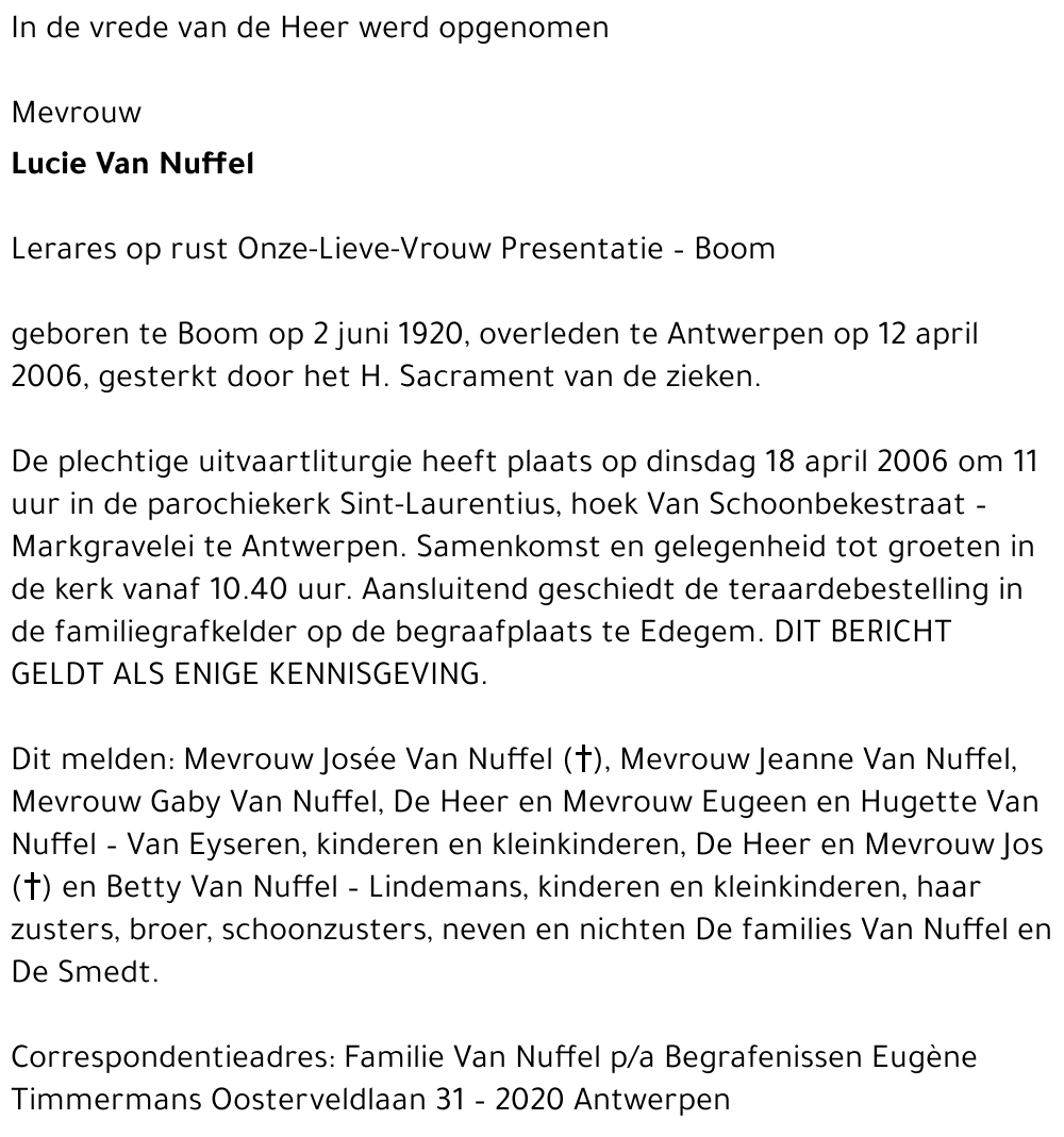 Lucia VAN NUFFEL