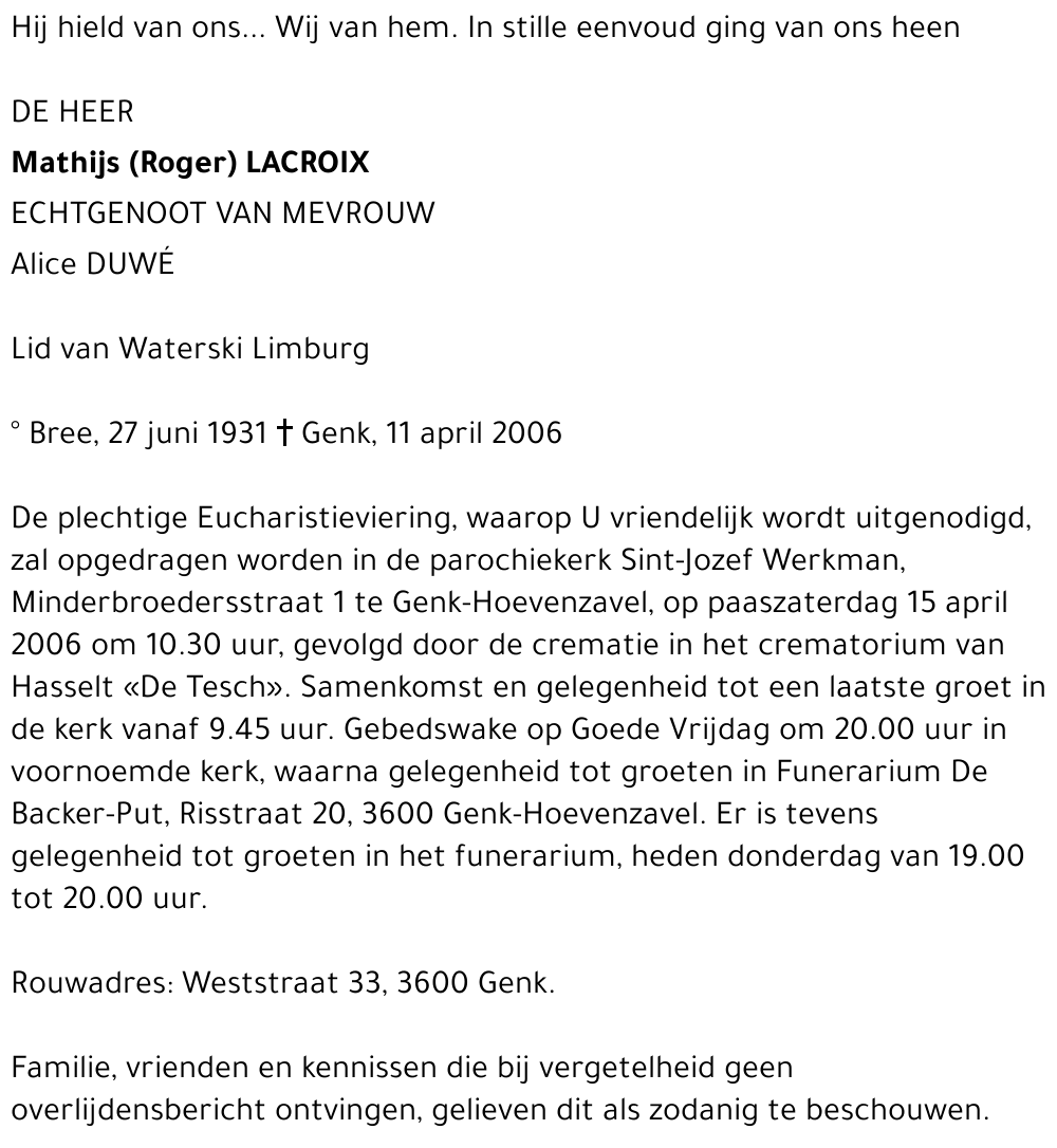 Mathijs (Roger) Lacroix