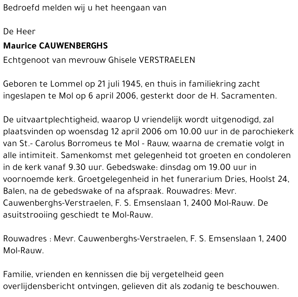 Maurice CAUWENBERGHS