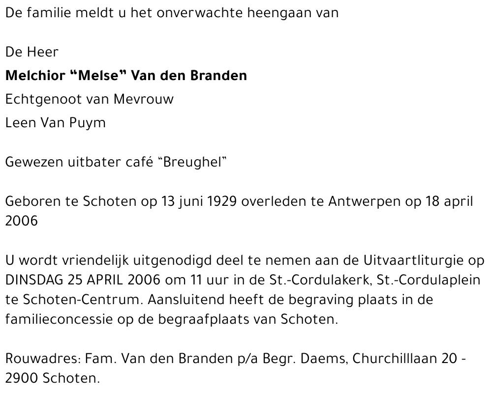 Melchior Van den Branden