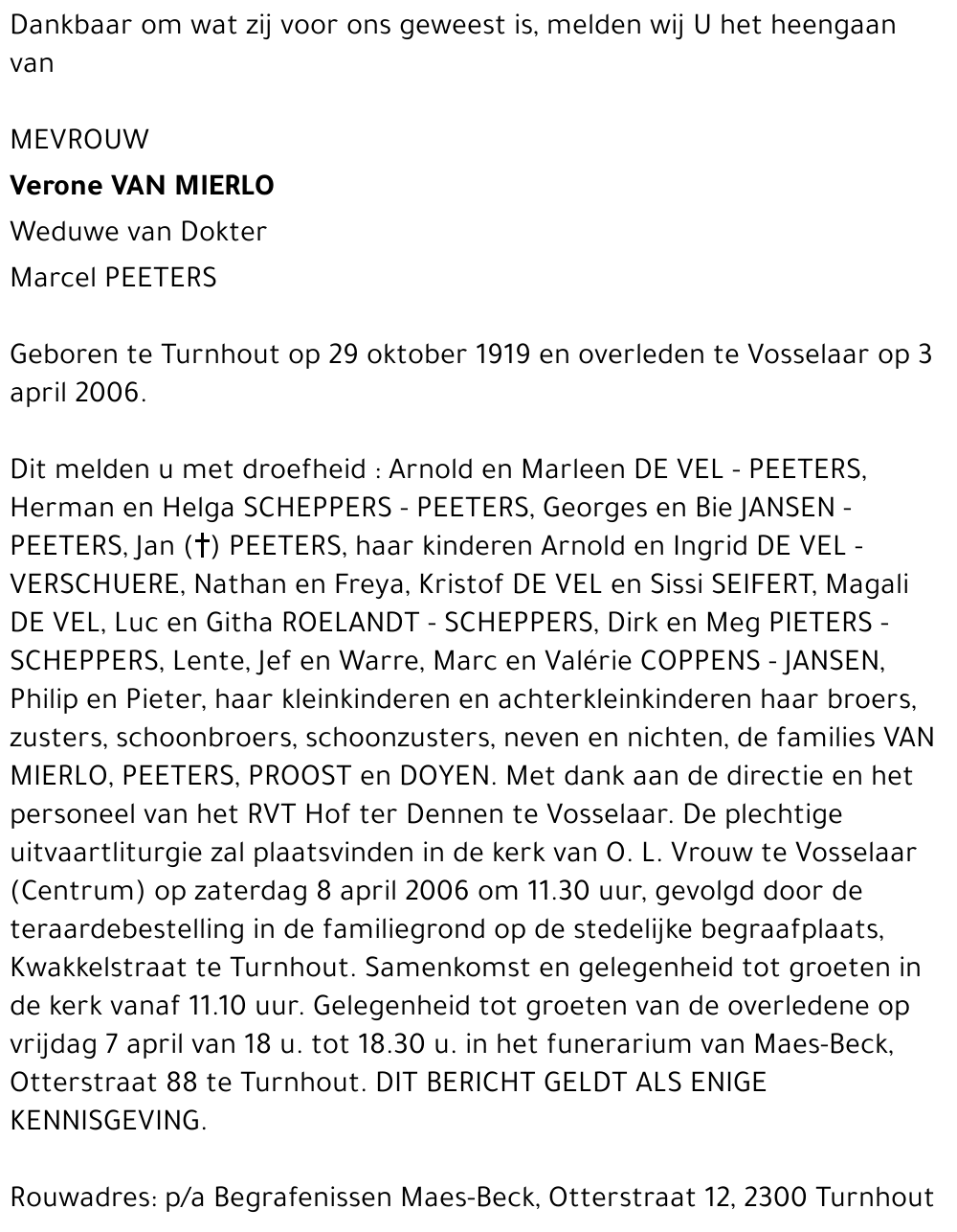 Verone VAN MIERLO
