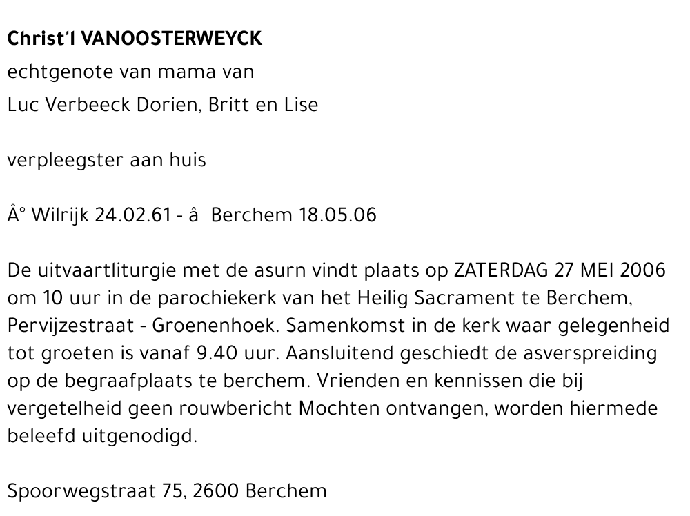 Christ'l Vanoosterweyck