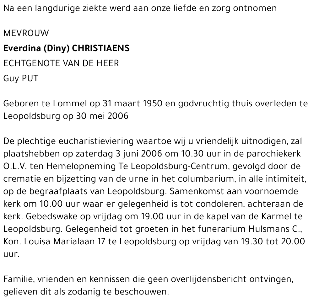 Everdina (Diny) Christiaens