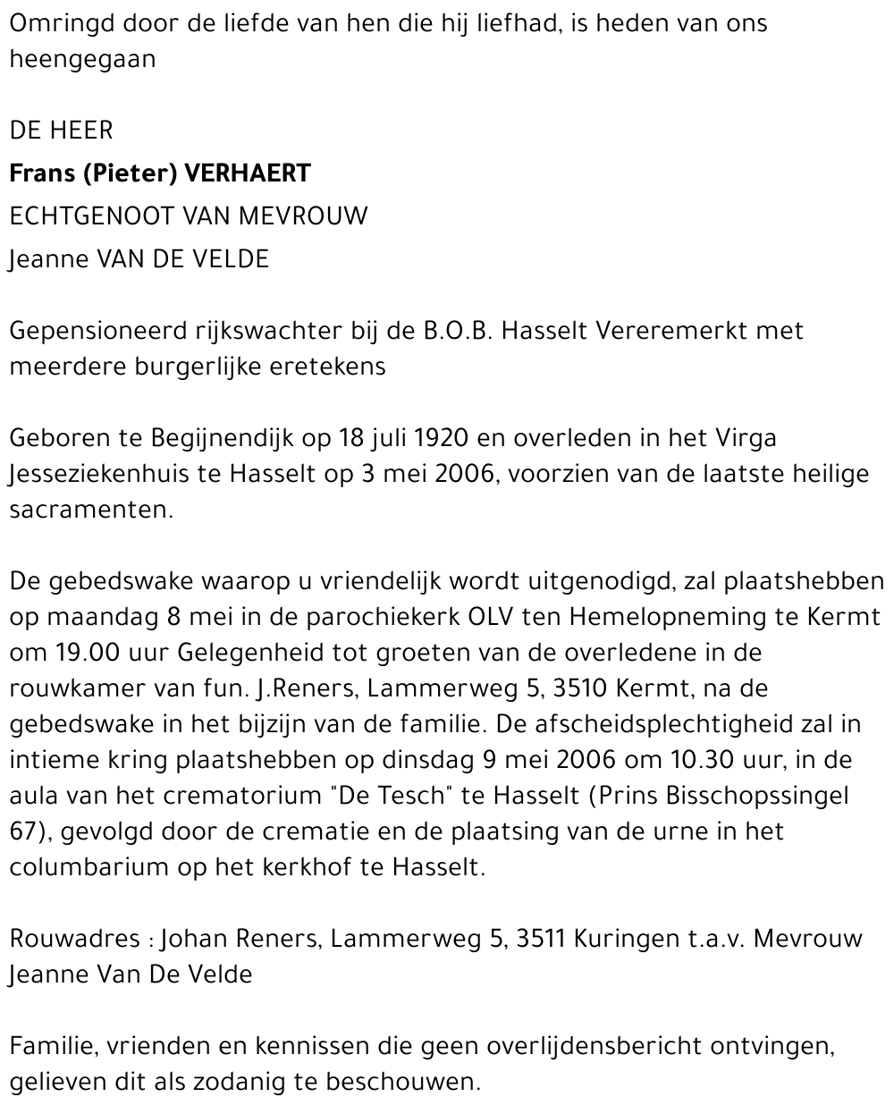 Frans (Pieter) Verhaert