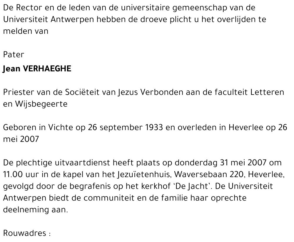 Jean VERHAEGHE