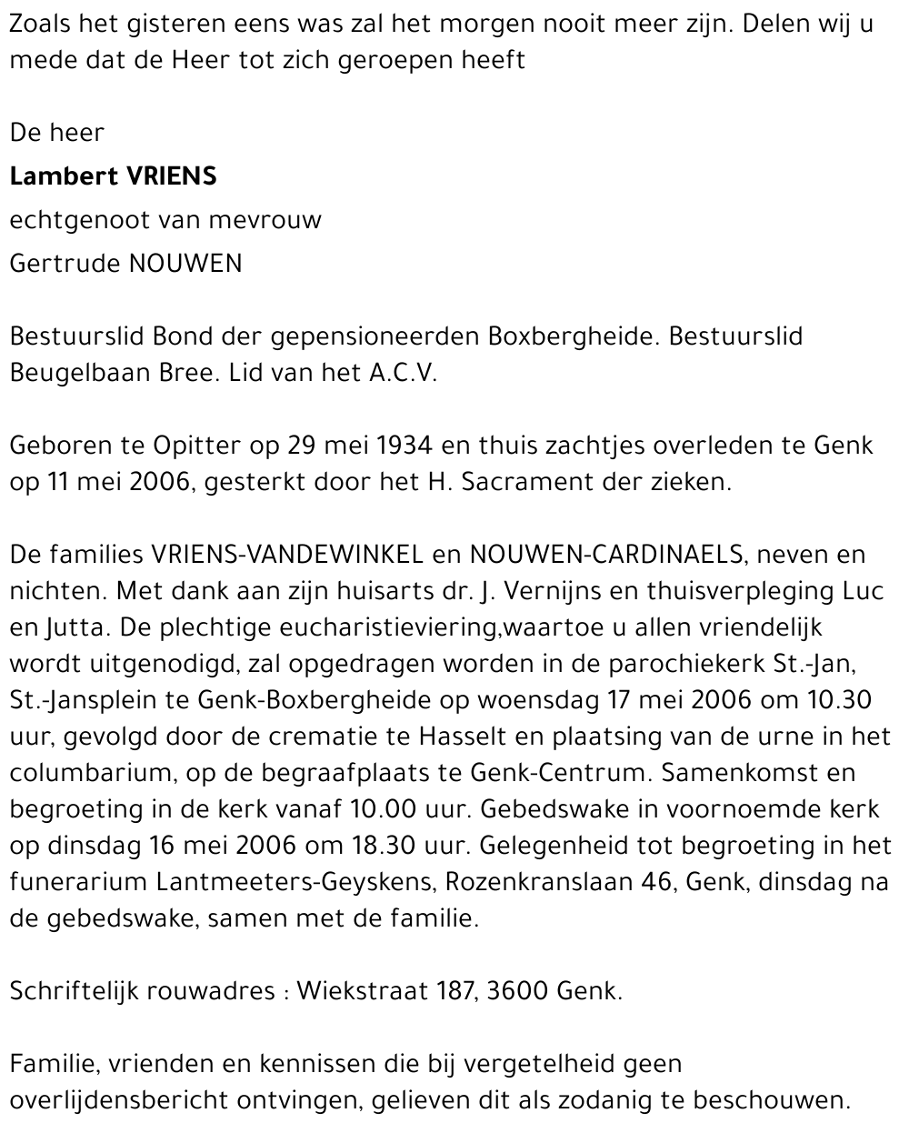 VRIENS Lambert