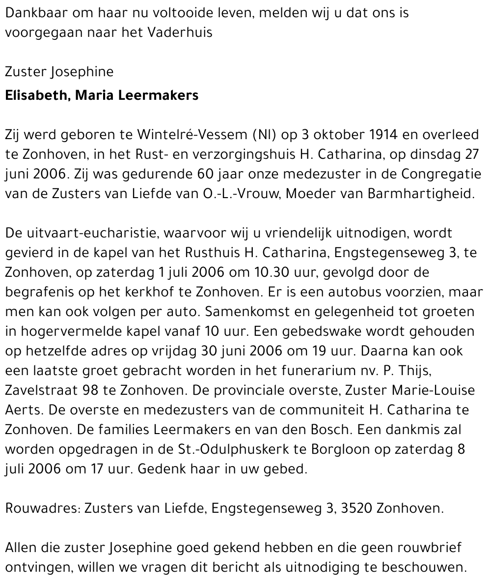 Elisabeth, Maria Leermakers