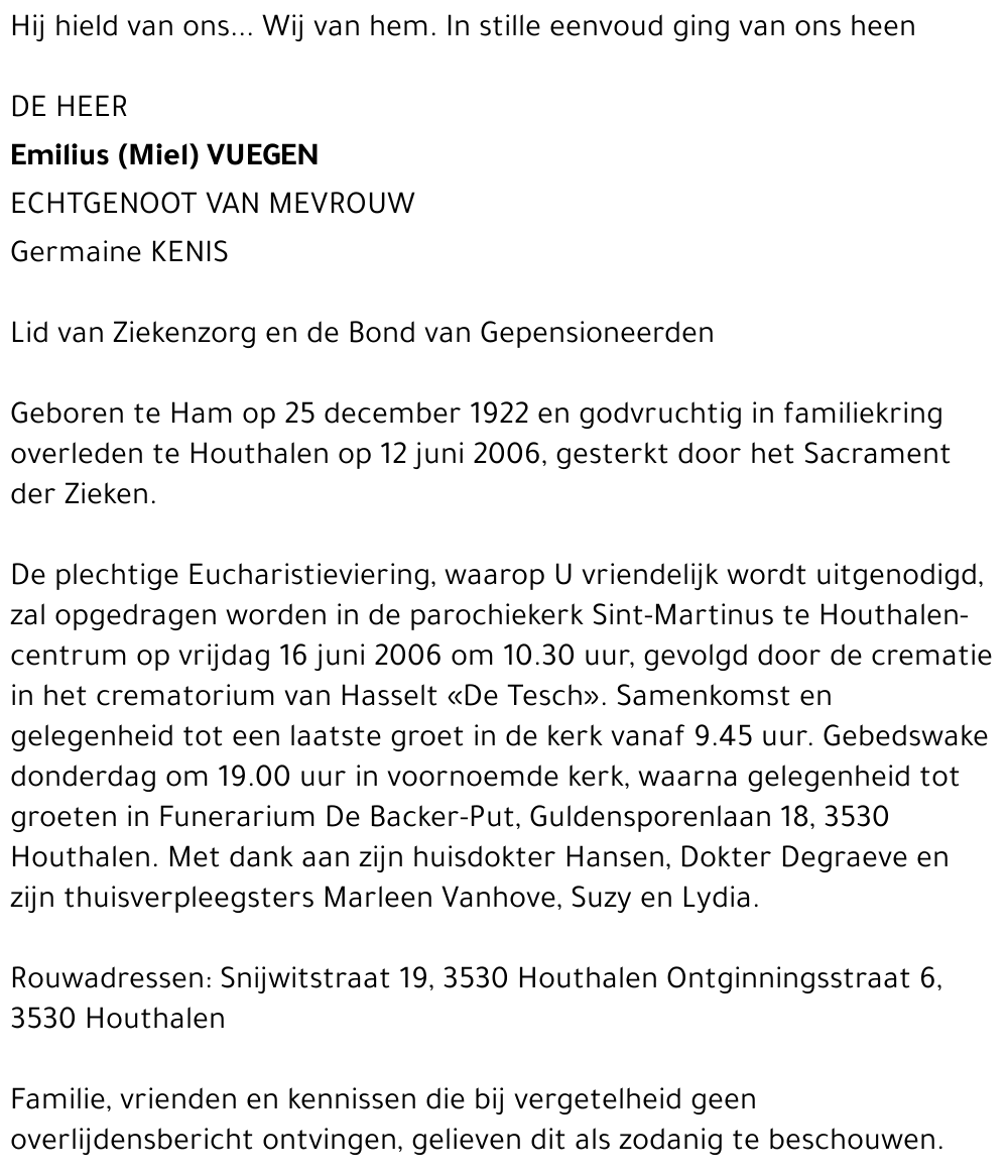 Emilius (Miel) Vuegen