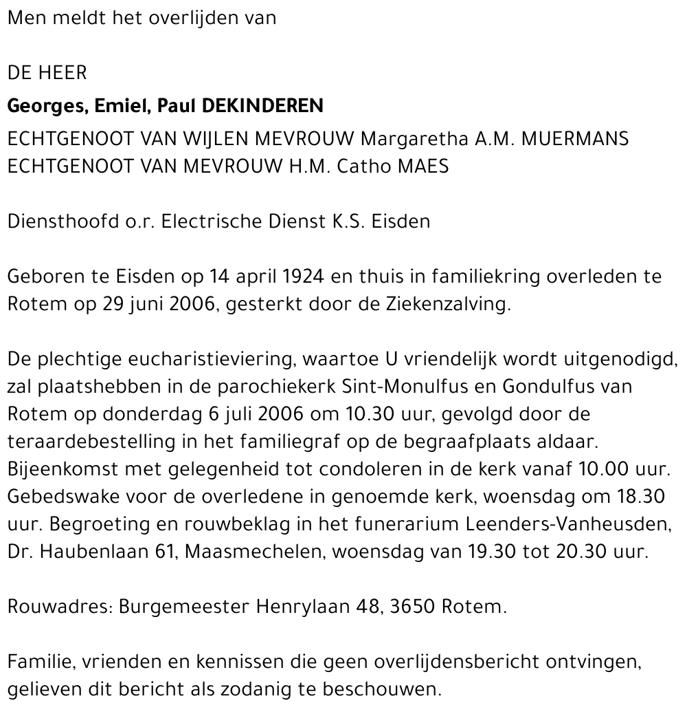 Georges, Emiel, Paul Dekinderen
