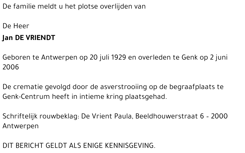 Jan DE VRIENDT