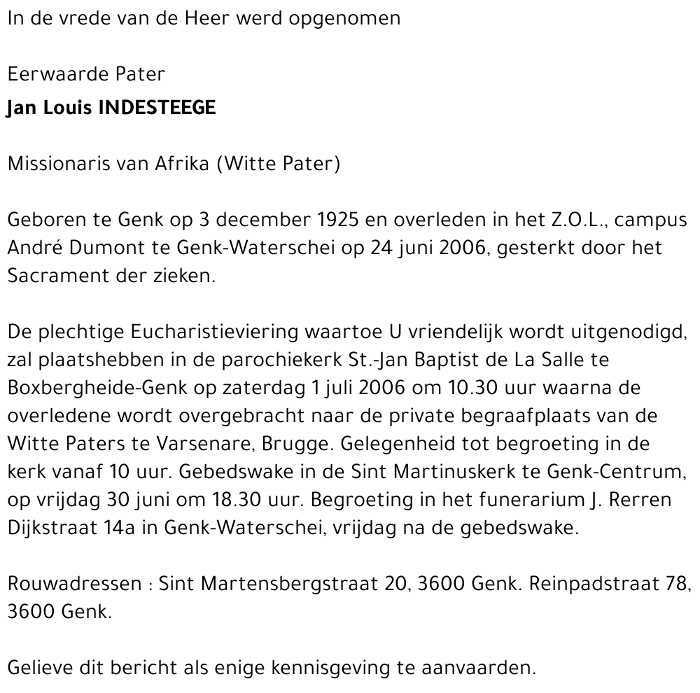 Jan Louis INDESTEEGE