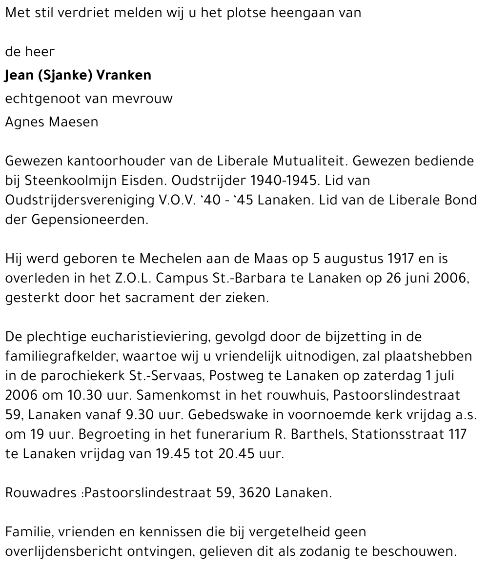 Jean (Sjanke) Vranken