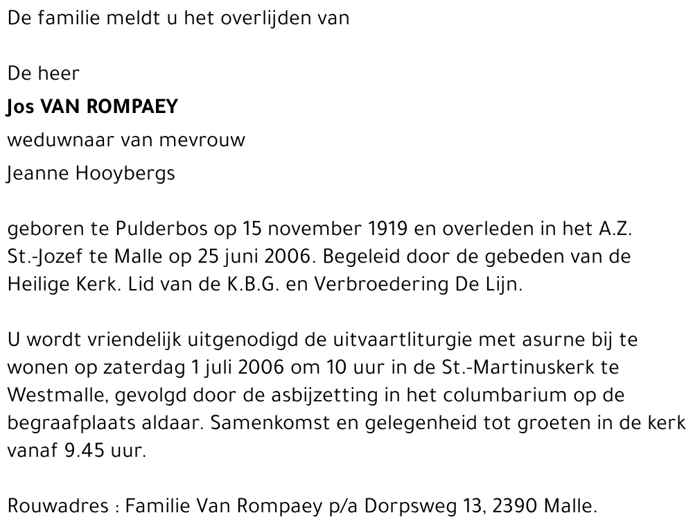 Jos Van Rompaey