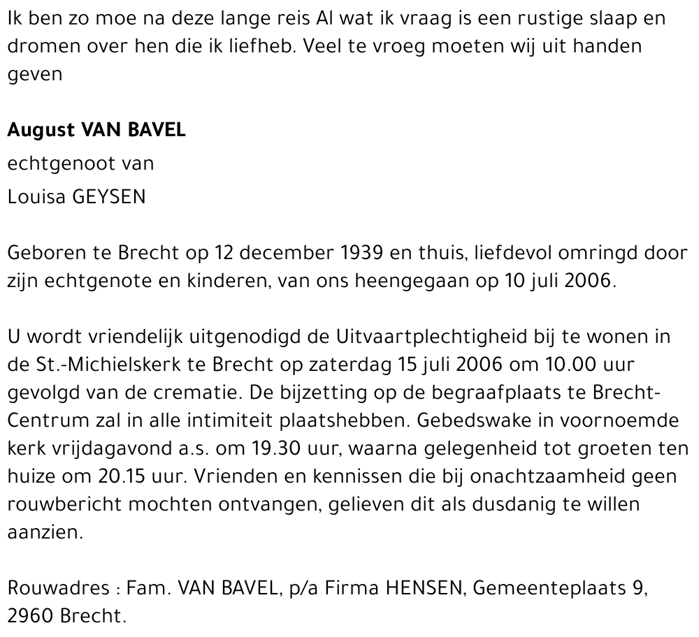 August VAN BAVEL