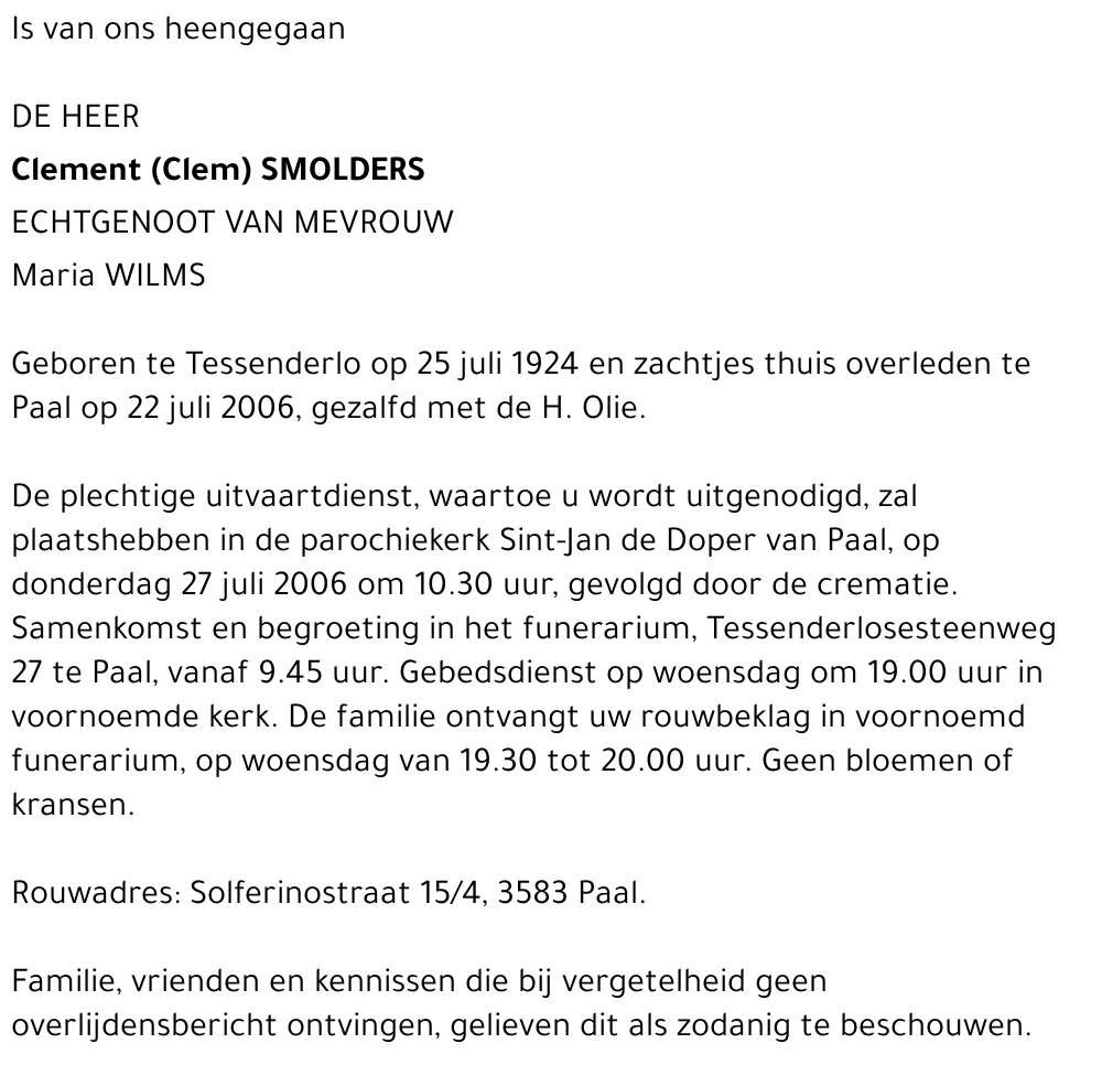 Clement (Clem) Smolders