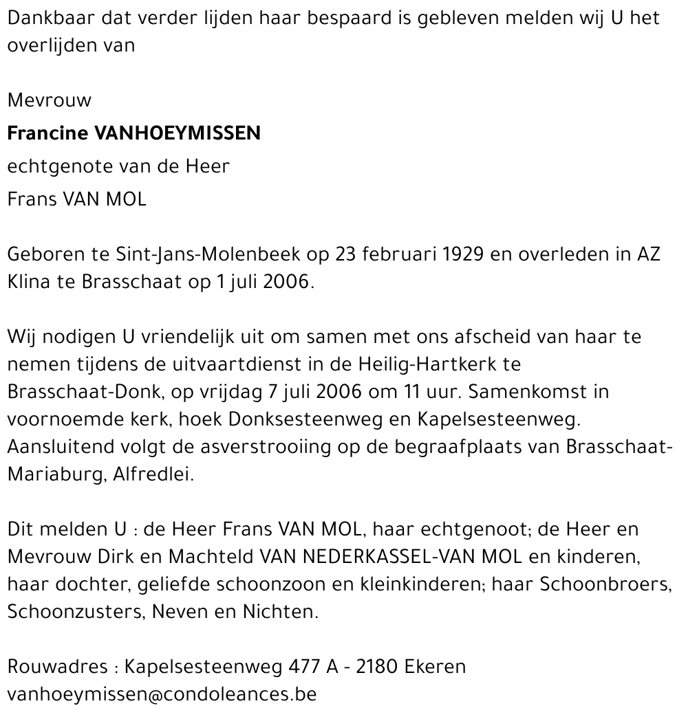 Francine Vanhoeymissen