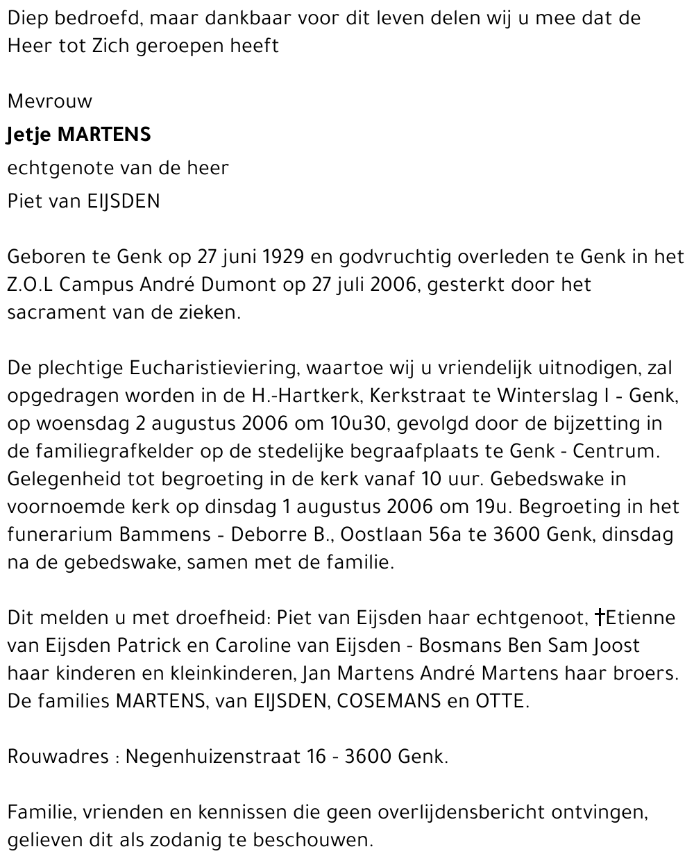 Henriette Lousia (Jetje) Martens