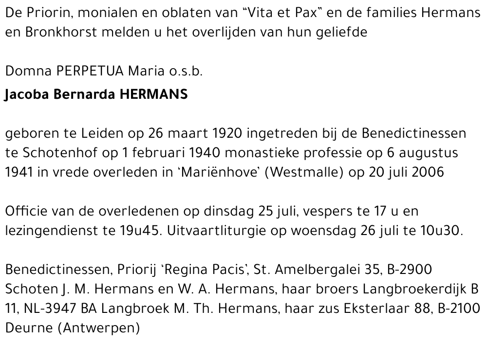 Jacoba Bernarda HERMANS