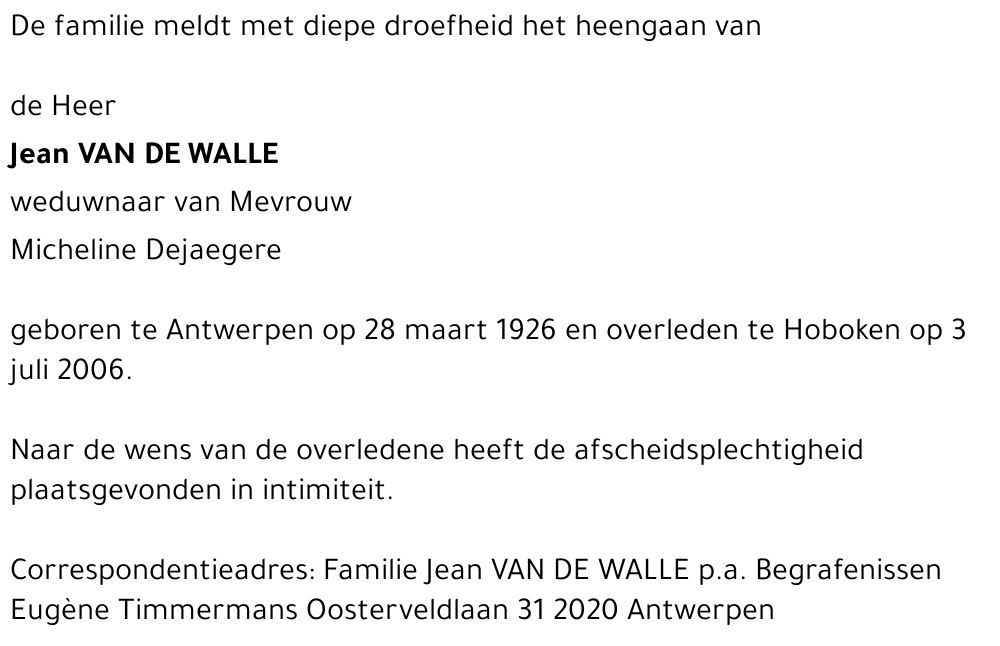 Jean VAN DE WALLE