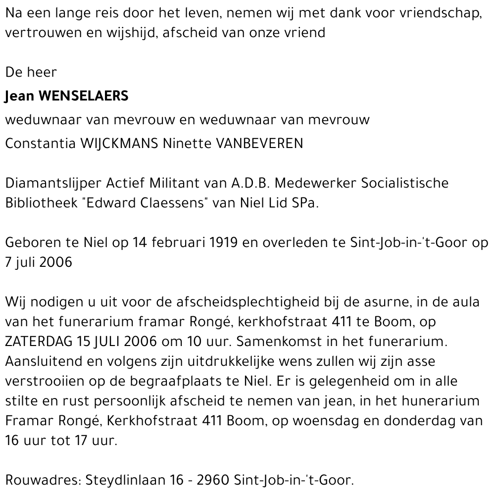 Jean WENSELAERS