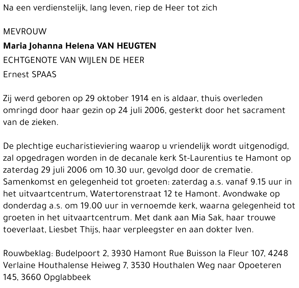 Maria Johanna Helena Van Heugten