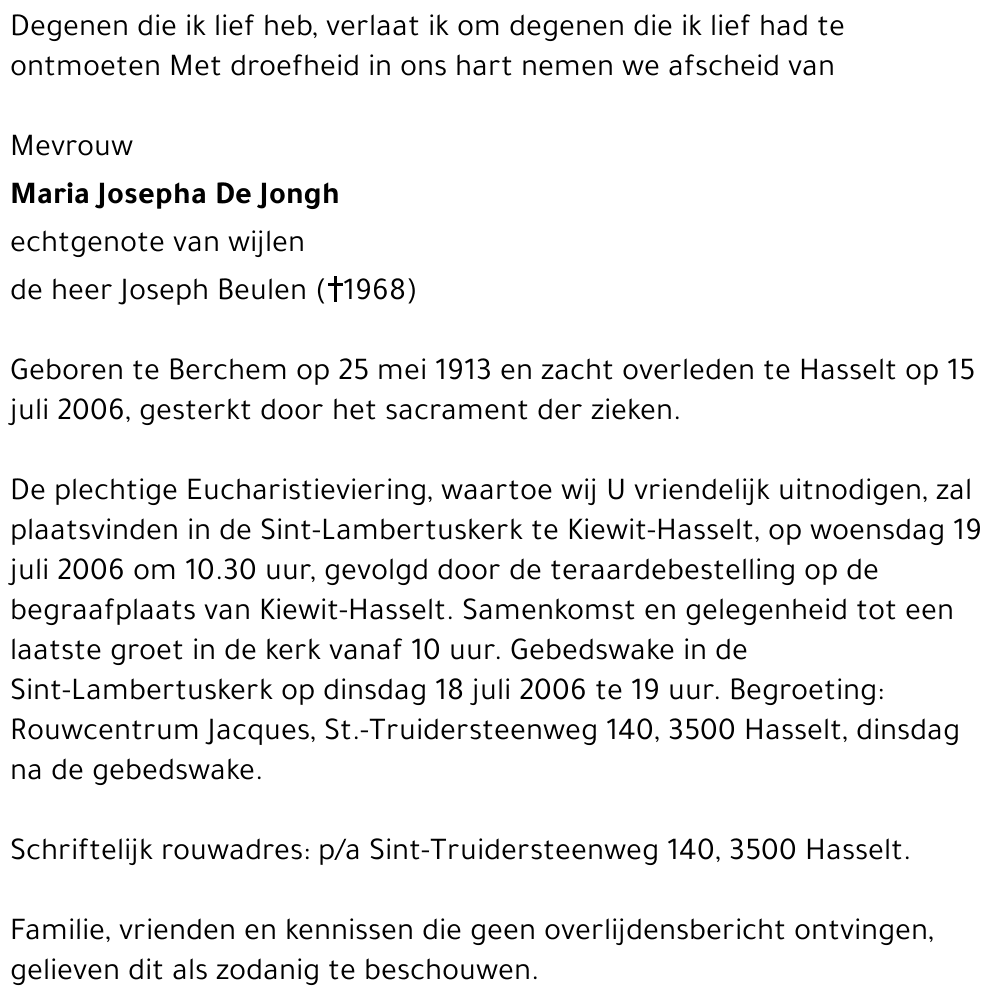 Maria Josepha De Jongh