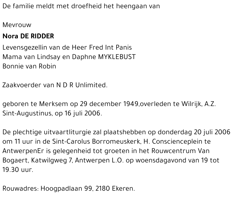 Nora De Ridder