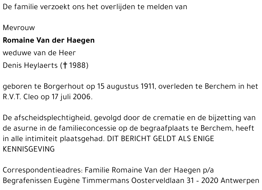 Romaine Van der Haegen