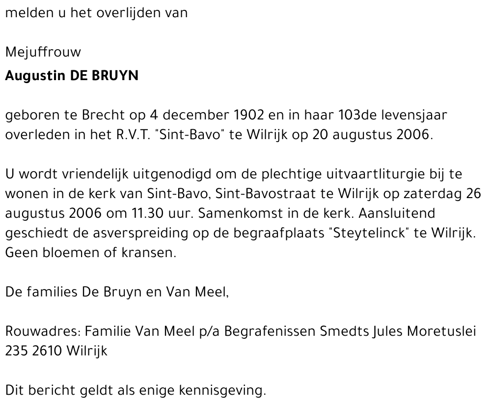 Augustina Barbara Sophia De Bruyn